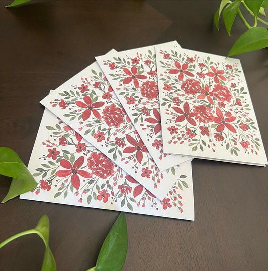 Pack of four greeting cards: Amy’s Flowers