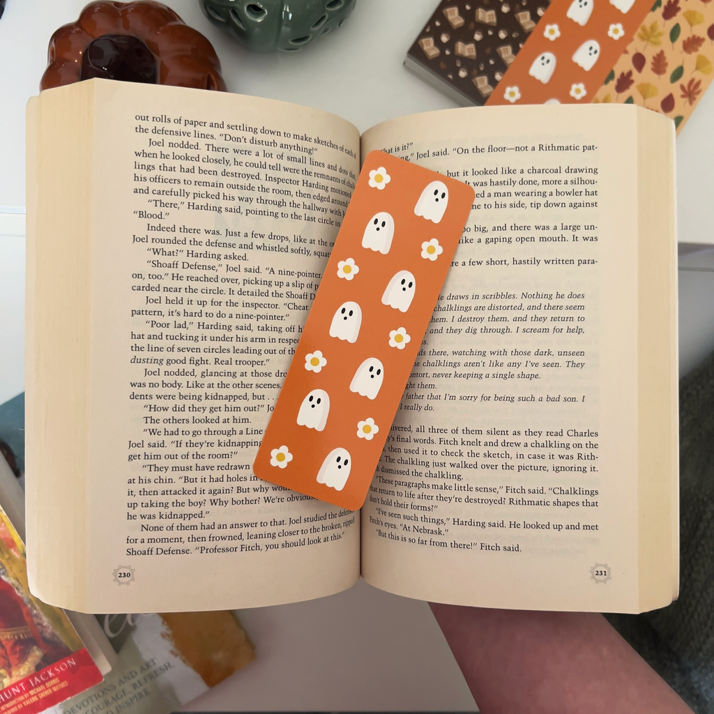 Ghosts & Blooms Bookmark — Cute Fall Floral Ghost Design
