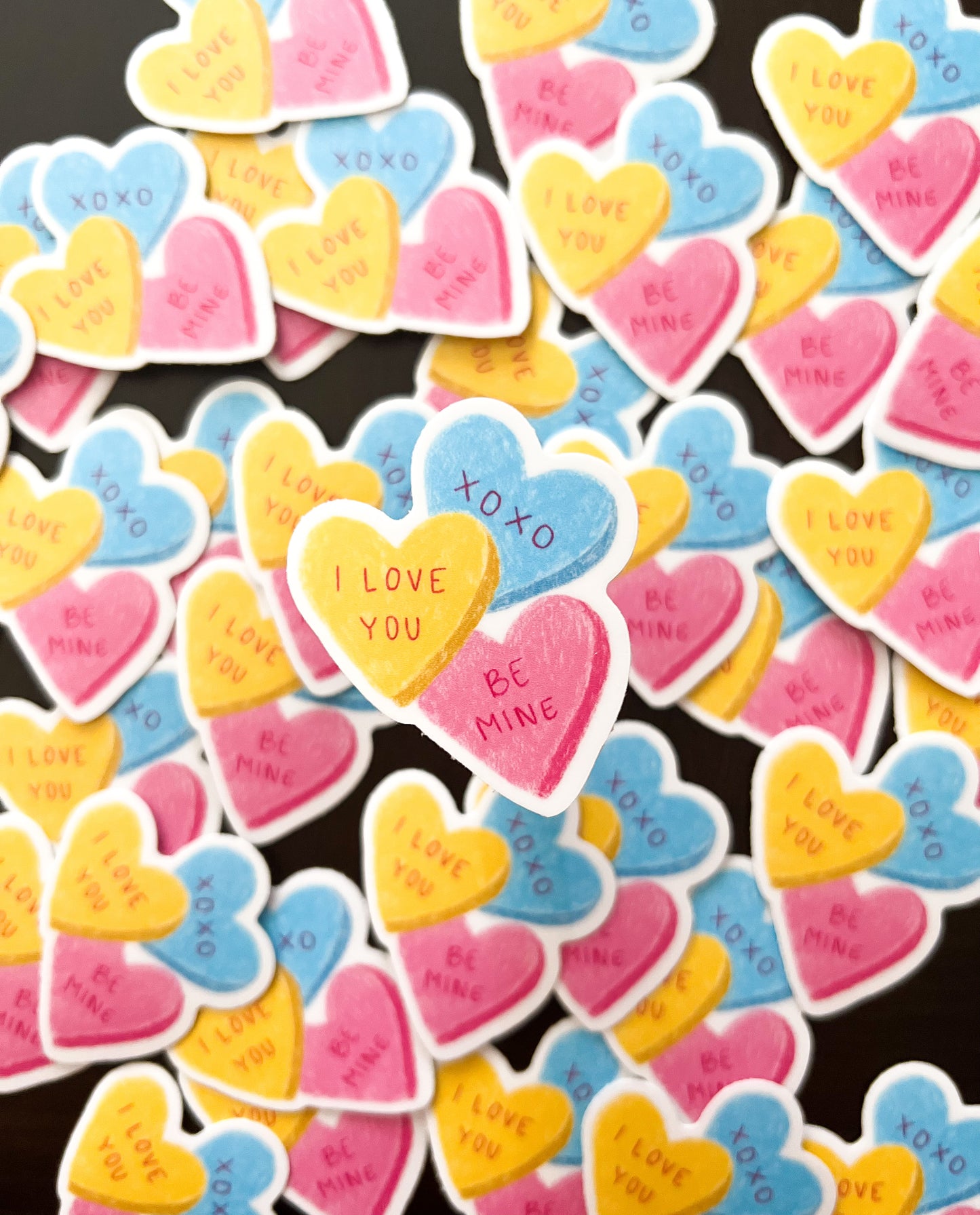 Candy Hearts: Vinyl Waterproof Sticker