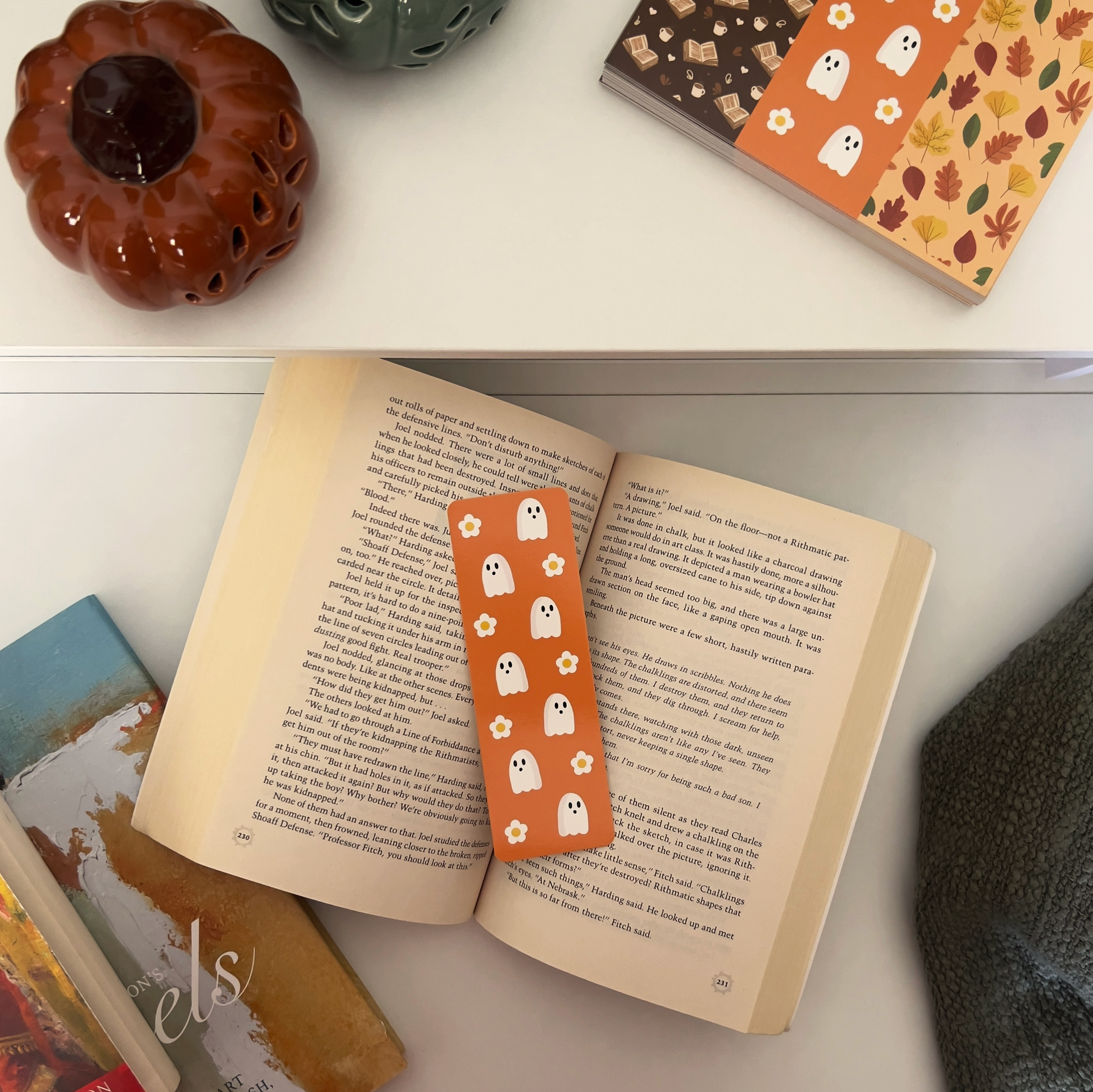 Ghosts & Blooms Bookmark — Cute Fall Floral Ghost Design