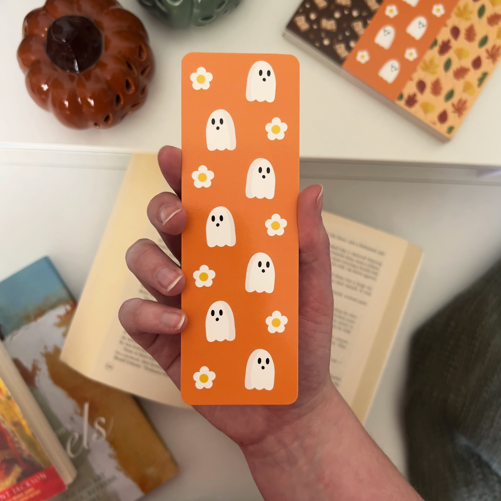Ghosts & Blooms Bookmark — Cute Fall Floral Ghost Design