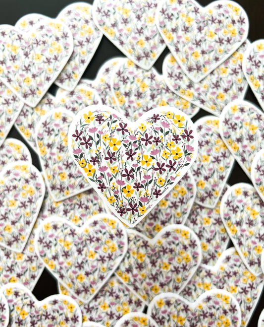 Floral Heart: Vinyl Waterproof Sticker