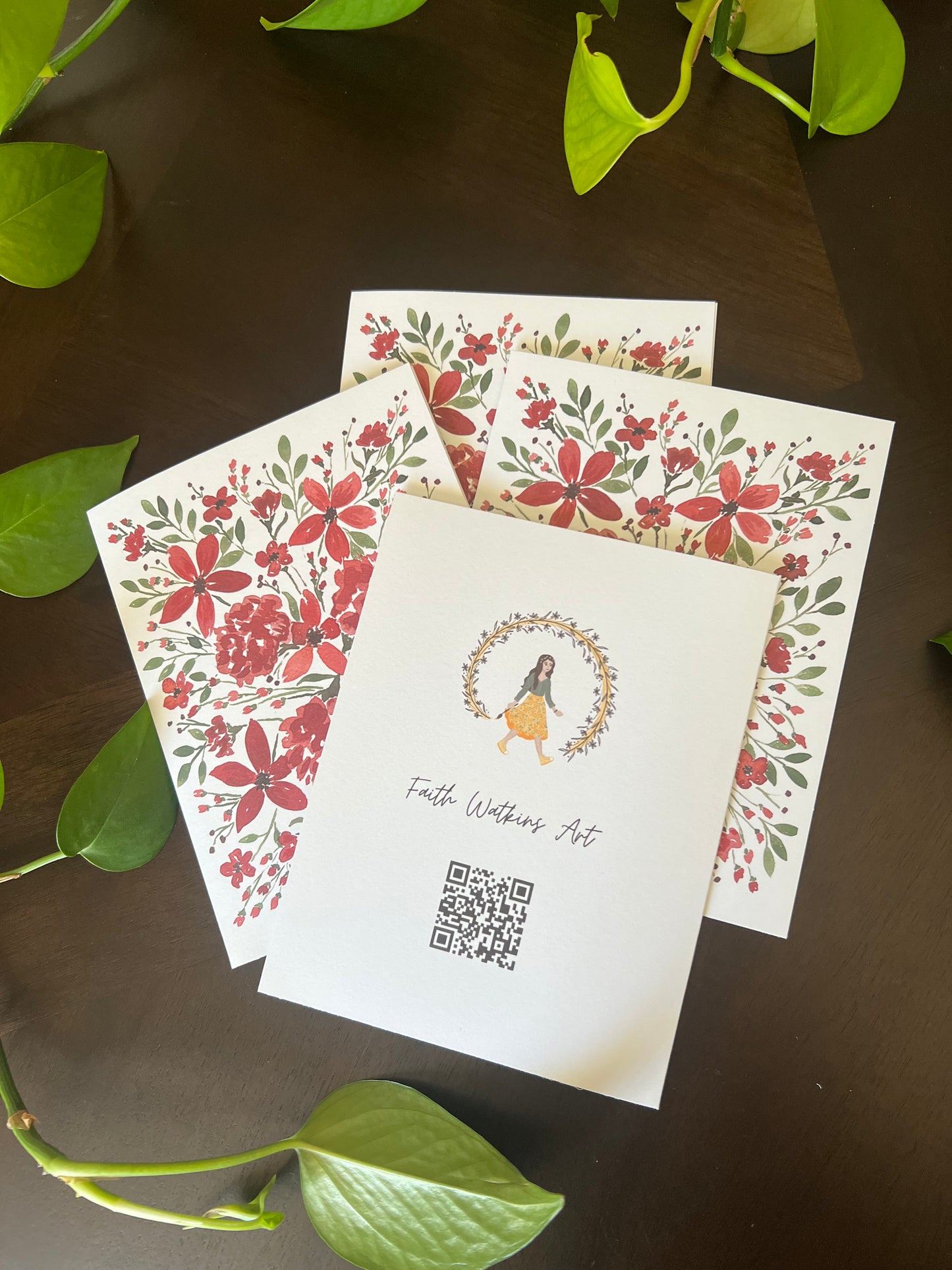 Pack of four greeting cards: Amy’s Flowers