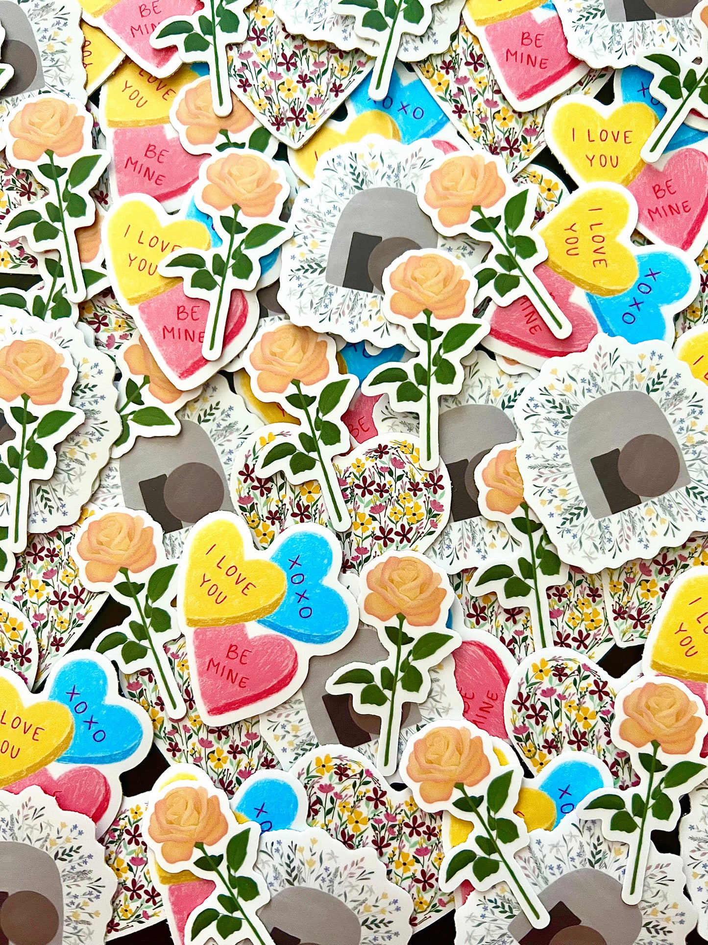 Candy Hearts: Vinyl Waterproof Sticker