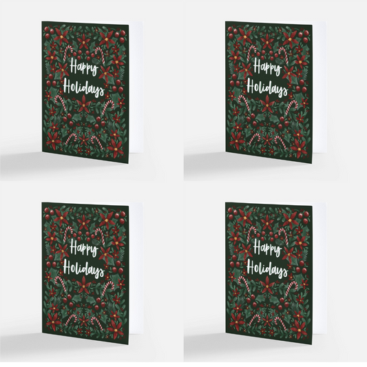 Pack of Four Greeting Cards: Happy Holidays